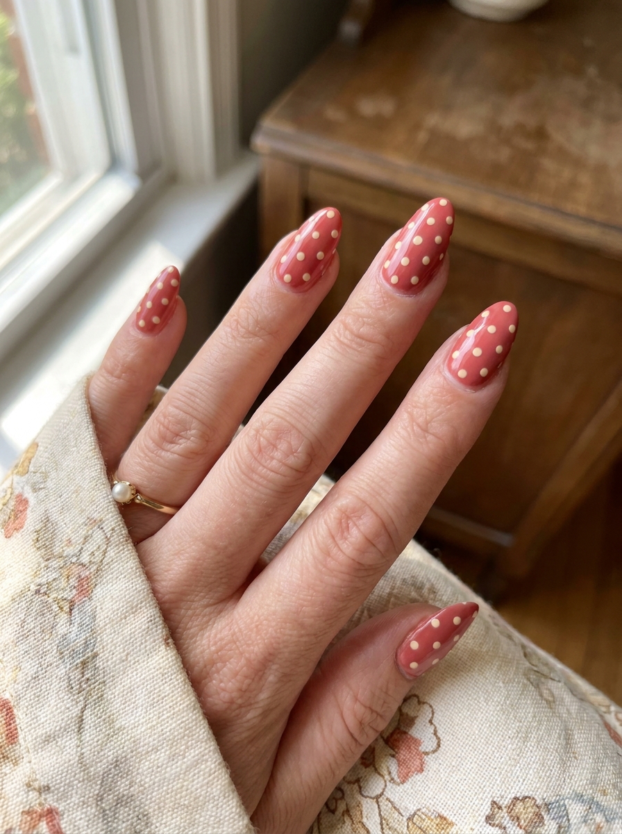 Vintage Polka Dot Nails mit klassischen Retro Punkten